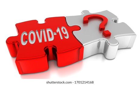 Covid-19 Covid19 Coronavirus Puzzle And Question Mark Ask Future Next Step, Next Day, Solution  Background - 3d Rendering