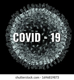 COVID-19 Coronavirus sign with enlarged virus particle in the Background - Powered by Shutterstock