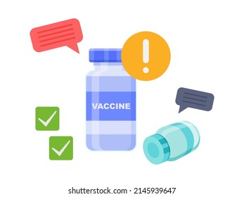 Covid-19 Coronavirus Vaccine. FAQ Immunization Treatment Illustration.