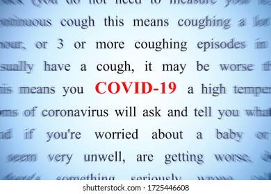 COVID-19 red word, focus on this keyword