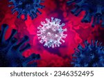 Covid-19 Subvariant and Coronavirus Variant outbreak as a mutating virus concept and new EG.5 viral disease pandemic or covid cell and influenza background as a dominant strain as a 3D render.