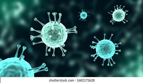 Covid-19 under the microscope. 3d coronavirus illustration