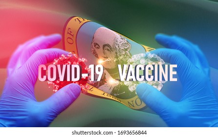 COVID-19 Vaccine Medical Concept With Flag Of The States Of USA. State Of Washington Flag 3D Illustration.