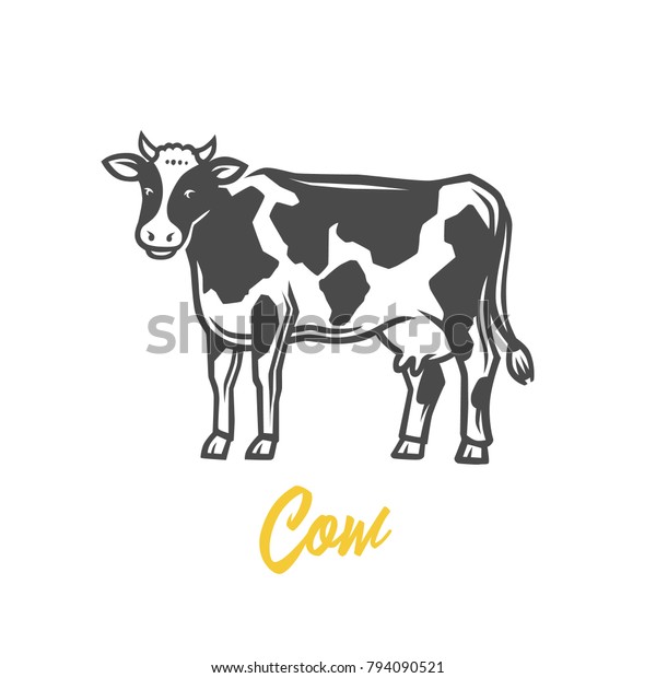 Cow Black White Illustration のイラスト素材