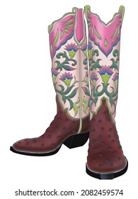 Cow Boy Boots Hand Drawn