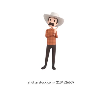 Cow Boy character thinking in 3d rendering.