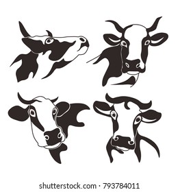 Cow Head Cattle Silhouette Milk Beef Stock Illustration 793784011 ...