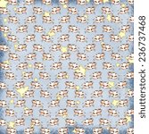 Cow Jumped Over the Moon Pattern with Stars on Blue Shabby Background