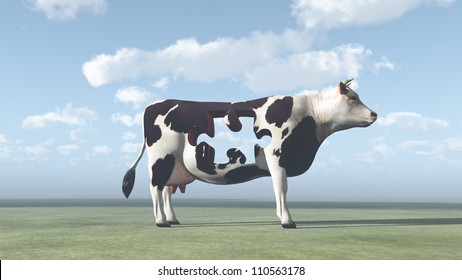 Cow Puzzle Could Represent Modern Farming And  Processing Of Beef And Dairy Products