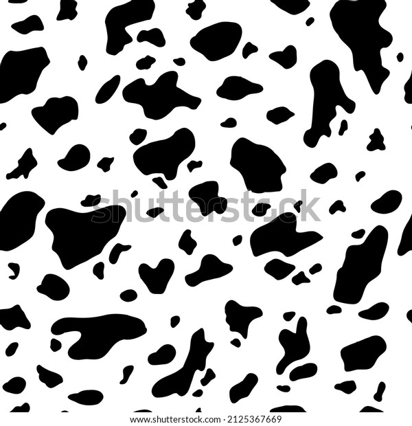 Cow seamless pattern. Black cartoon spots. Dalmatin\
or moo skin. print