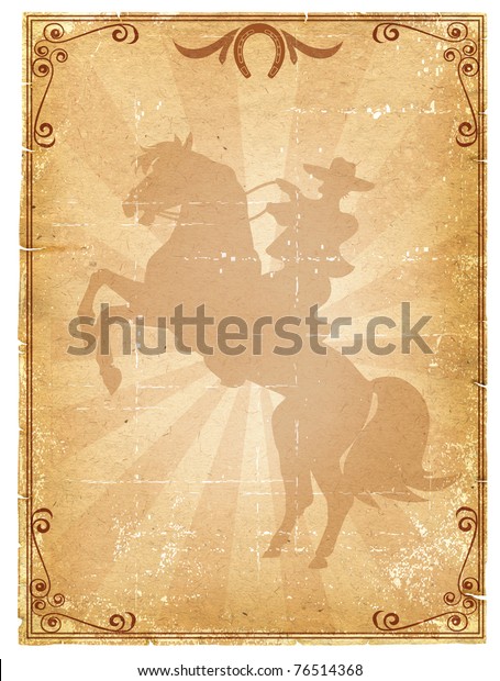 Cowboy Old Paper Background Retro Rodeo Stock Illustration 76514368