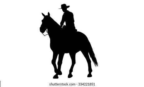 Cowboy On Horse Silhouette On White Stock Illustration 334221851 ...