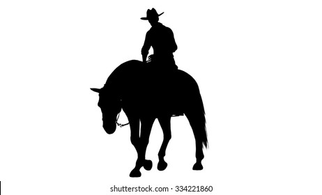 Cowboy On Horse Silhouette On White Stock Illustration 334221860 