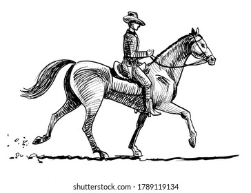 Ink Drawing Cowboy On Horse Stock Vector (Royalty Free) 1359784409 ...