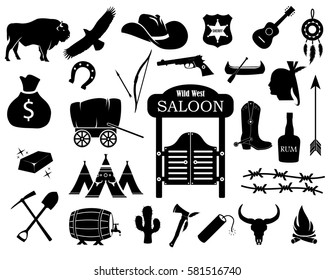 Cowboy, Western, Wild West Icon Set 