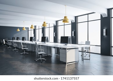 Coworking Office Interior Computers Business Teamwork Stock ...