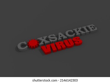 Coxsackie Virus Disease Text. Abstract Virus Icon. 3D Render