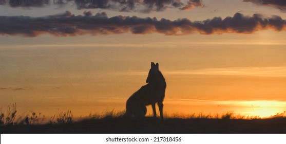 Coyote Howling , Silhouette