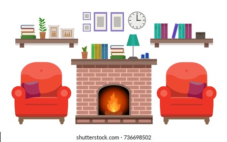 Luxury Lounge Interior Sofa Bookcases Vector Stock Vector (Royalty Free ...