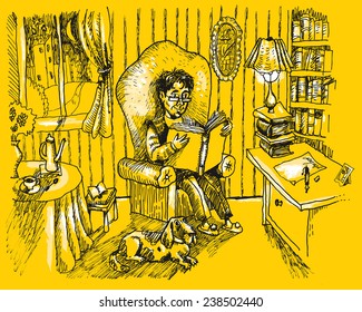 Cozy evening reading book