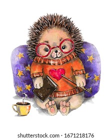 Cozy illustration and hedgehog