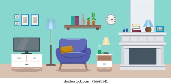 Cozy Interior Modern Elegant Living Room Stock Vector (Royalty Free ...