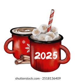 Cozy watercolor Christmas cup featuring festive designs and seasonal drinks for 2025 - Powered by Shutterstock