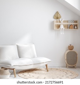 Cozy White Children Room Interior Background, 3D Render