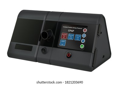 CPAP Machine, Continuous Positive Airway Pressure. 3D Rendering Isolated On White Background