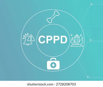 CPPD acronym.Calcium Pyrophosphate Deposition concept.CPPD (Calcium Pyrophosphate Deposition) causes crystal buildup in joints leading to arthritis.