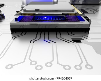 CPU with Circuit board.Technology computer concept and Technology background ,3d render.