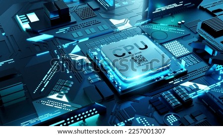 CPU semiconductor technology background. 3D illustration.