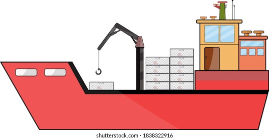 Crab Fishing Boats With Red Bodies Are Used To Catch Alaska Crabs Or Fish At Sea