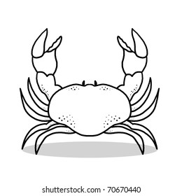 Crab Outline Cartoon; Crab Black And White Illustration