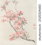 Crabapple Blossoms (1690), vintage flower illustration by Ma Yuanyu. Original public domain image from The Los Angeles County Museum of Art, Vintage flower art drawing illustration, flower painting