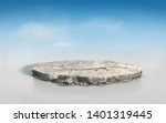 crack concrete floor isolated in 3D illustration circle cross section,  stone ground in round cutaway blue sky