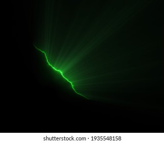 Crack With The Light Phenomenon On The Black Surface. Supernatural Concept, 3D Render Illustrations