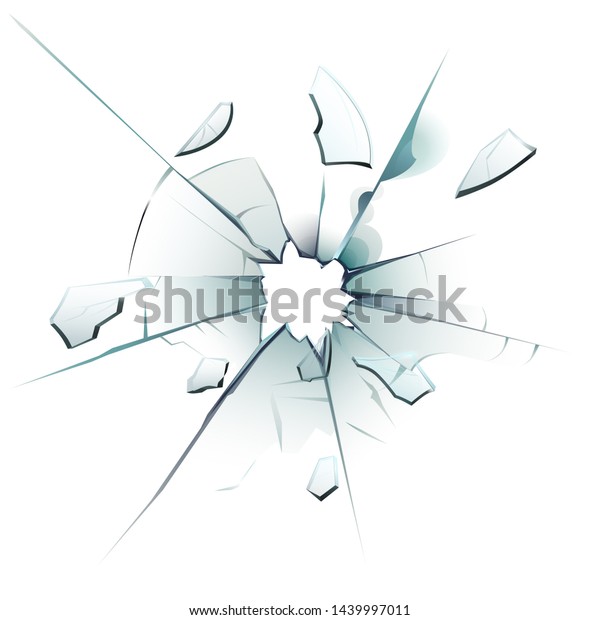 Cracked glass. Shattered window,\
broken glassy surface and glass shards. Break shatter cracks\
accident car mirror damage. 3D realistic isolated \
illustration