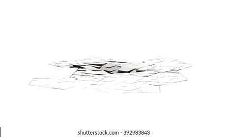 Cracked Ground On White Background 