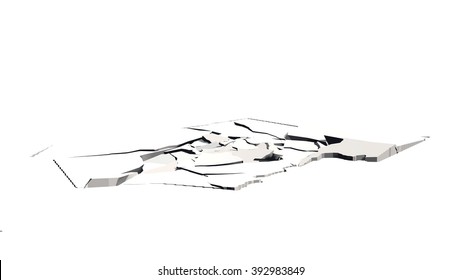 Cracked Ground On White Background 