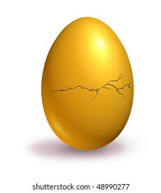 Cracked Nest Egg Isolated On White