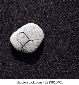 Cracked White Stone On Black Asphalt 3D Render Digital Illustration. 3D Illustration