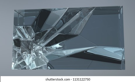 Cracks Inside The Glass Cube, 3d Illustration