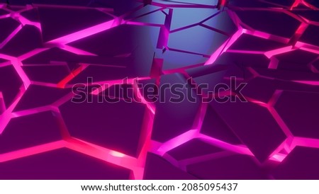cracks in the neon glow 3d render