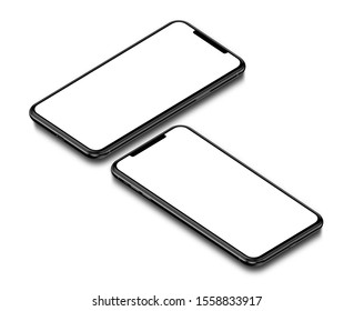 Cracow, Małopolskie / Poland - November 12 2019: 3d Render Of Brand New IPhone 11 Pro Max In Silver Color - Orthogonal Template With Blank Screen For Application Presentation, 3d Illustration