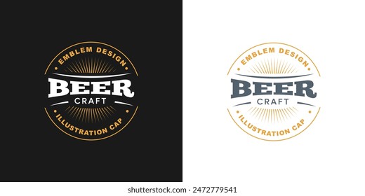 Craft Beer glass and malt Brewery label logo design vector in trendy modern cartoon line style illustration. Liquor logo for pub and bar club - Powered by Shutterstock