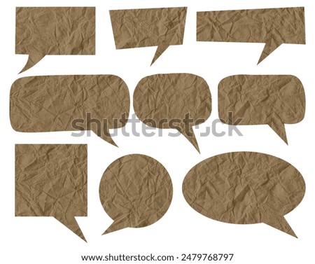 craft paper speech bubble set isolated mockup design element