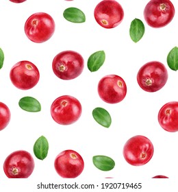 Cranberry Hand Drawn Watercolor Illustration. Seamless Pattern.