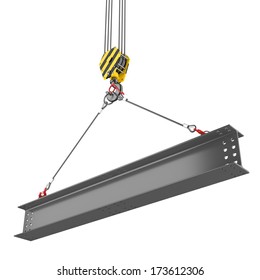 Crane Hook Lifting Of Steel Beam