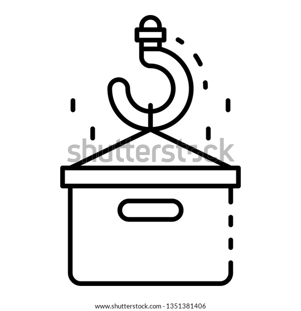 Crane parcel take icon.\
Outline crane parcel take icon for web design isolated on white\
background